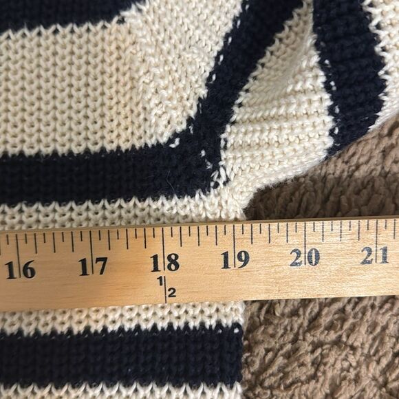 Talbots Striped Knit Cotton Roll Neck Sweater size M Nautical Fisherman Preppy - Picture 5 of 7